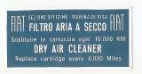 FIAT ADESIVO FIAT FILTRO ARIA A SECCO
